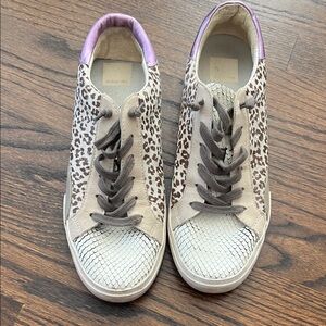 Dolce Vita Cream and Brown Leopard Sneakers